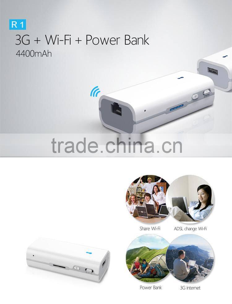 Multi-function portable 3g wifi router with power bank