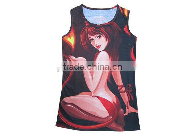 loose fitting gym tank tops&singlets ,sublimation printing back fitness tank top