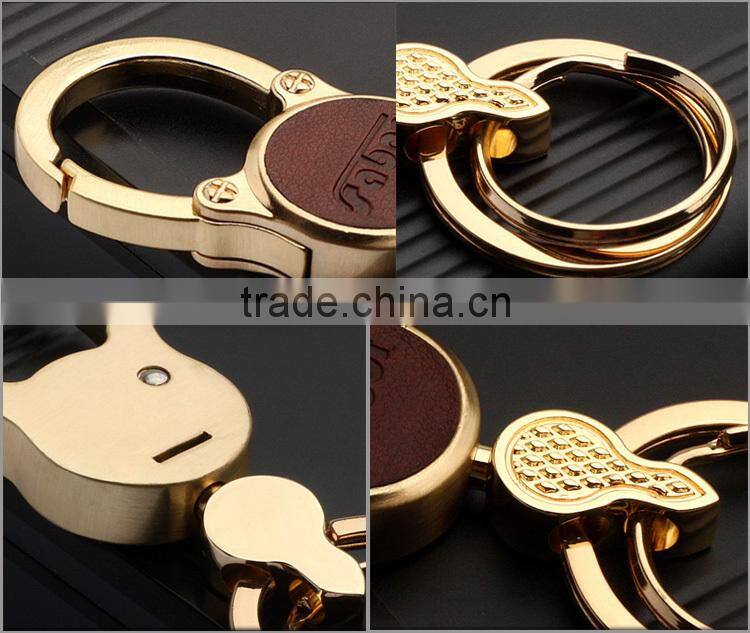 Round Shape Gold Color Luxury Car Keychain