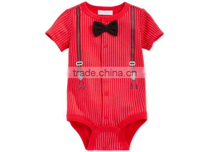 New Design Baby Boys Special Funny Print Short Sleeve Bow Tie Romper