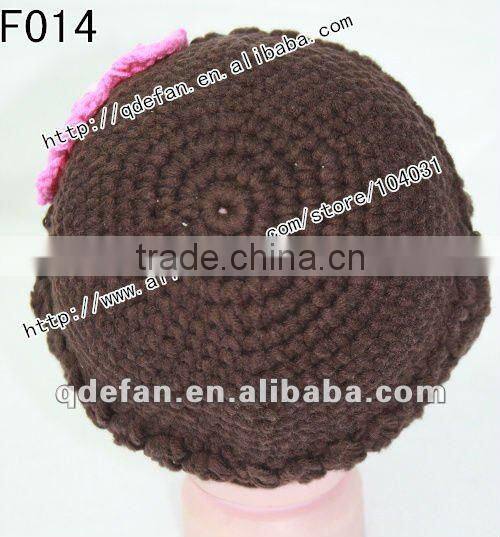 Wholesale 100% cotton crochet baby sun hat hand knitted girl hats knitting flower hats manufacture