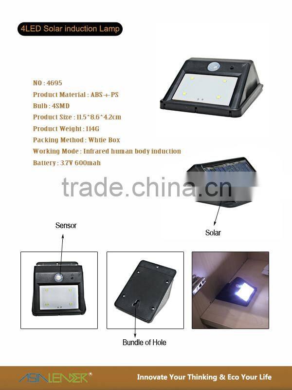 Waterproof 4SMD Solar LED Sensor Light