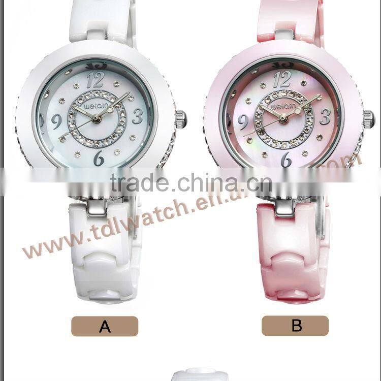 2015 Hot Selling Fashion Sapphire Crystal Fashion White Ceramic Watch