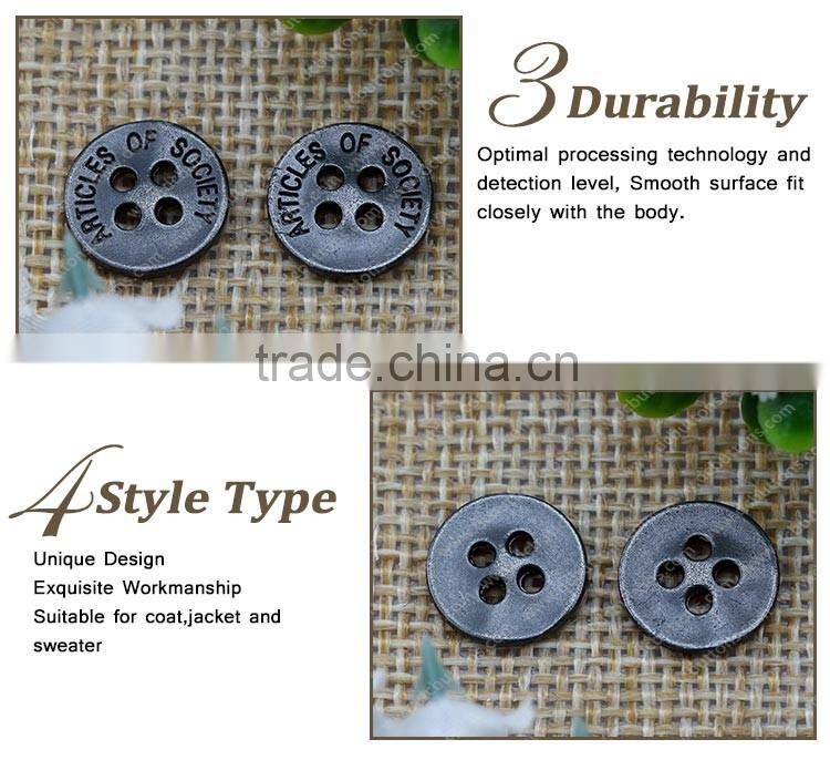 Gunmetal Sew Button 4 Hole Metal Button for Jeans Shirt
