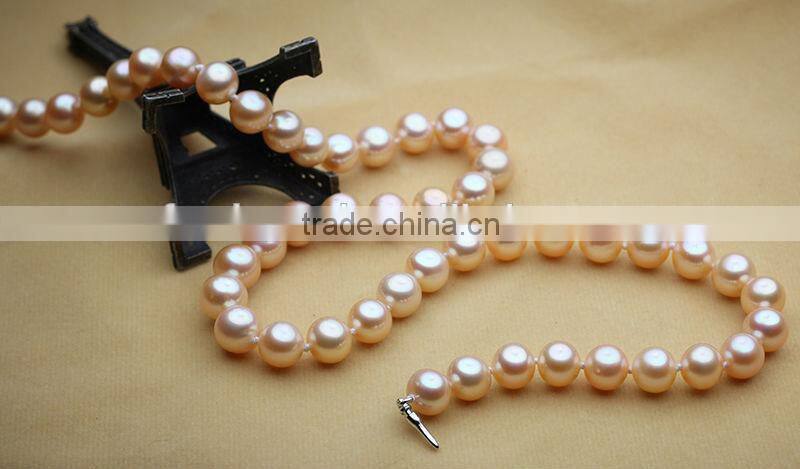 Freshwater pearls chains necklaces natural pink color beads