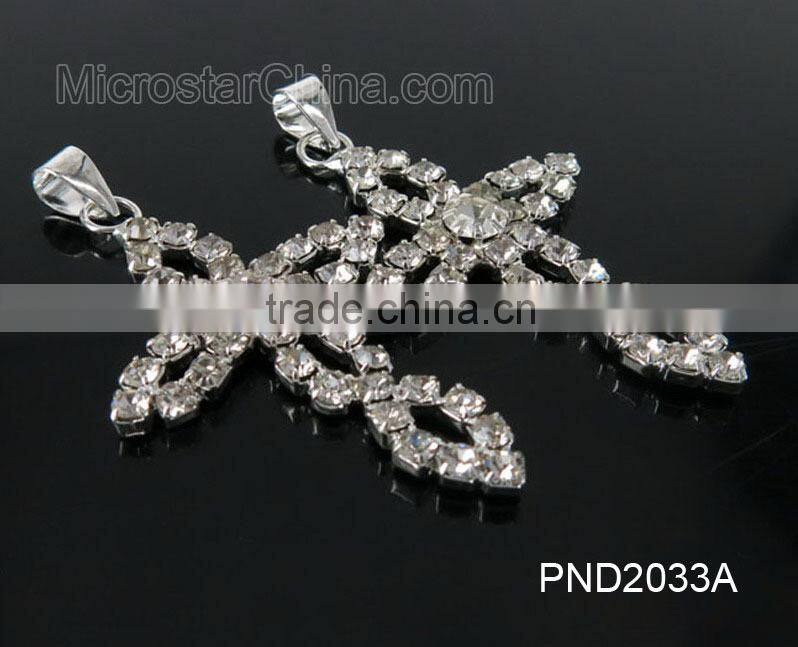 Fashion black color copper clear rhinestone cross locket pendant necklace