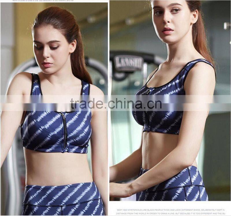 customized zipper women push up sexy sport fitness bra