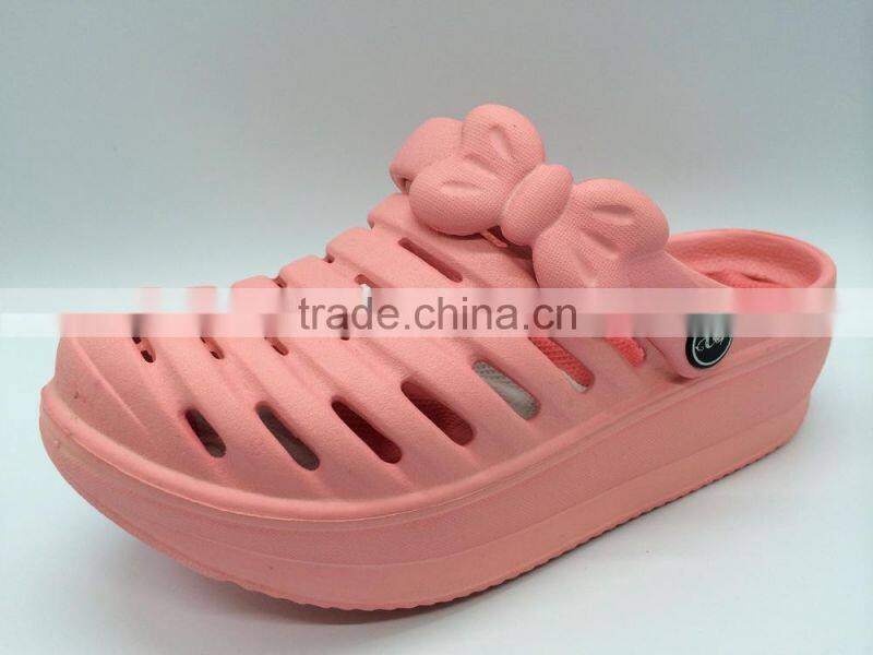 2015 cute bowknot design eva clogs high heels platform ladies sandals good quality