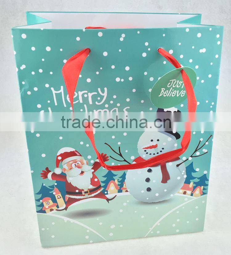 Christmas Gift Bag Red satin Ribbon and tag