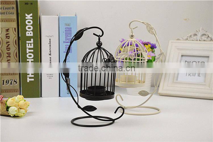 2015 new style metal leaves bird cage candle holder