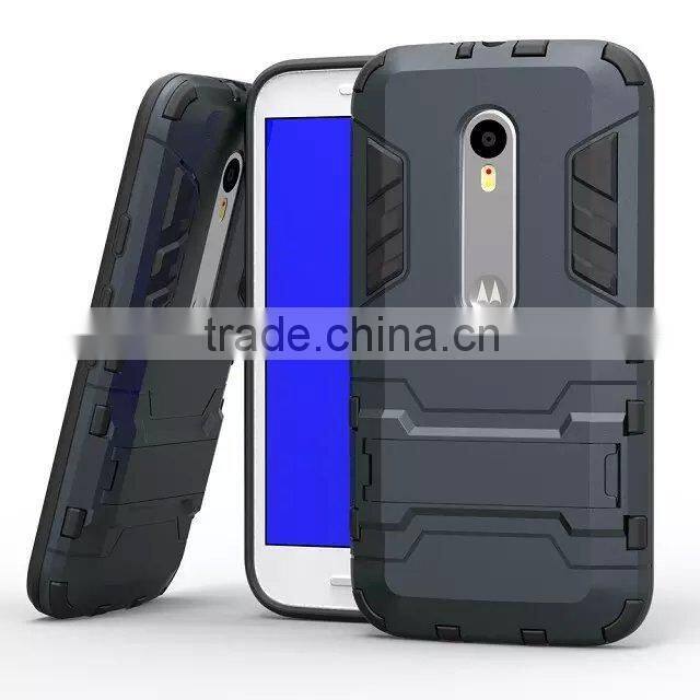 Factory Price Iron-Bear Shockproof Rugged Hybrid Stand Case Cover For Moto G3