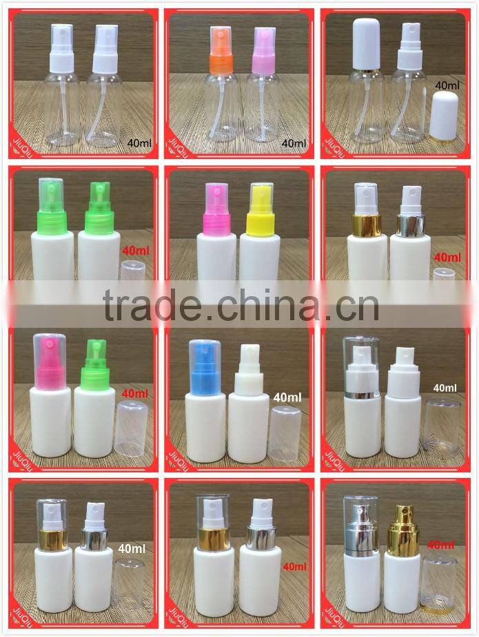 Hotsale perfume packaging cylinder empty spray PET cosmetic bottle 40ml
