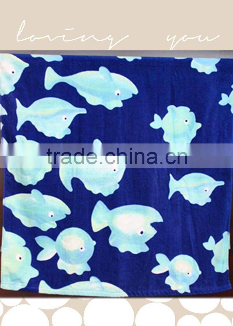 Reactive Printed Towel With Cute Animal Velour Towel