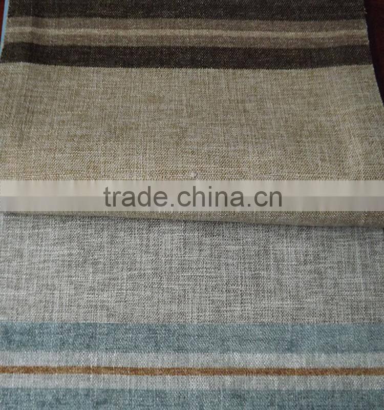 Simple curtain design hotel stripe yarn dyed chenille curtain fabric for bedroom