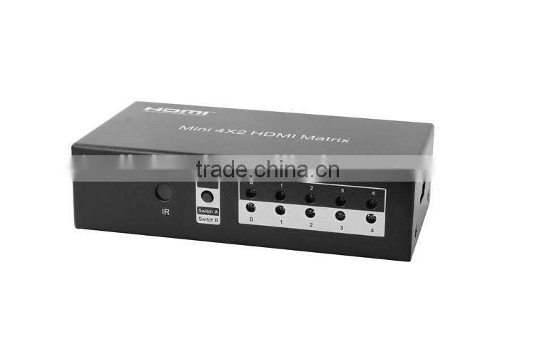LINK-MI LM-MX03 Full HD 1080p 3D Audio Video Mini 4X2 HDMI Matrix Splitter