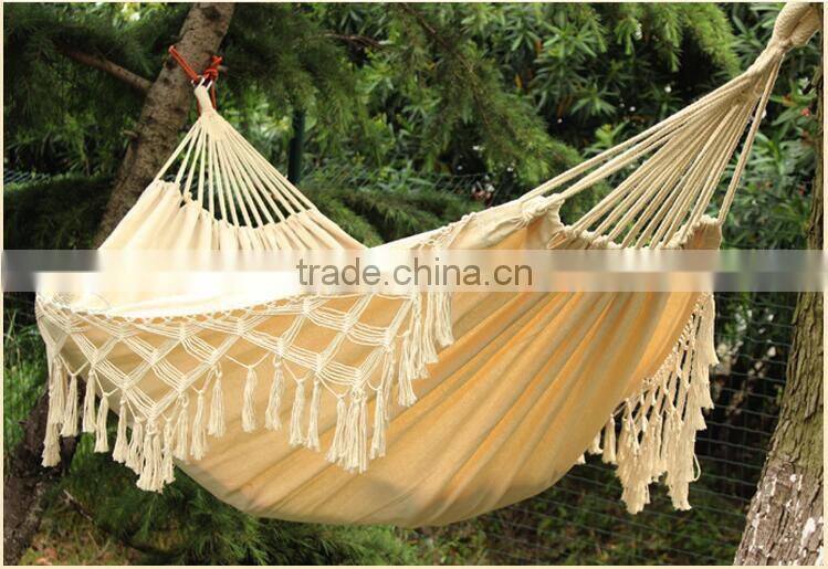 Wholesale Cheap Custom Linen Cotton Camping Outdoor Hammock with Macrame