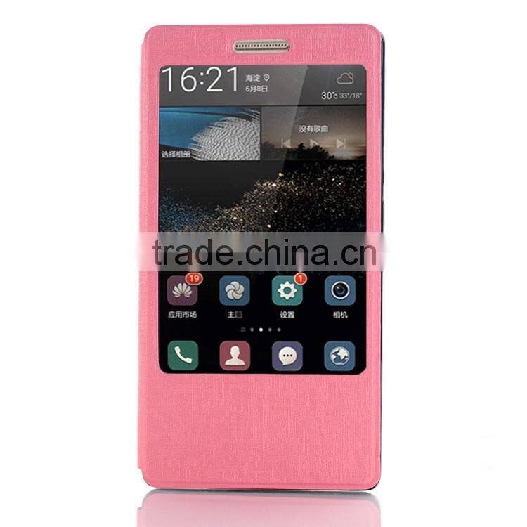 High quality PU window flip case for huawei p8 max with kickstand function