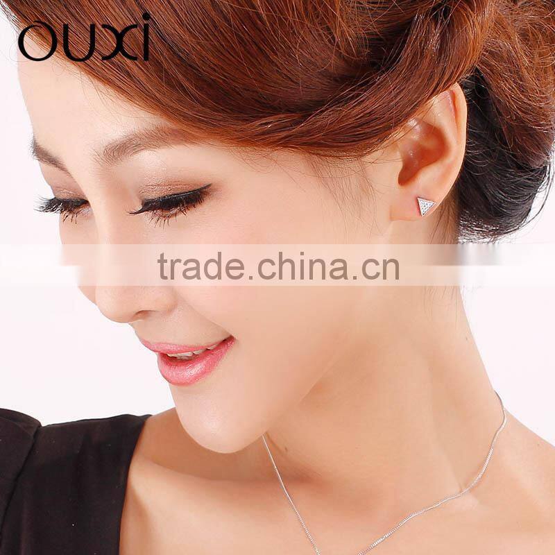 OUXI 2015 fashion triangel jewelry rhinestone stud earrings Y20235