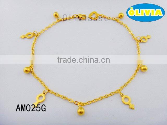 Olivia Jewelry MAIN PRODUCT!! Hot Fashion Gold Plated Charm Anklets In Stainless Steel