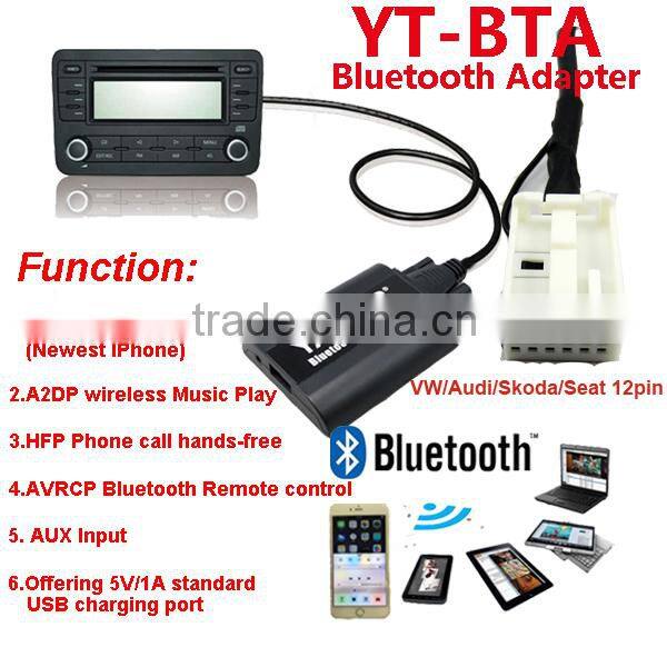 Yatour Bluetooth cassette aMP3//USB Hands free car radio adapter/kit for VW/Skoda/AUDI/Seat>AVRCP BT control/Recharge