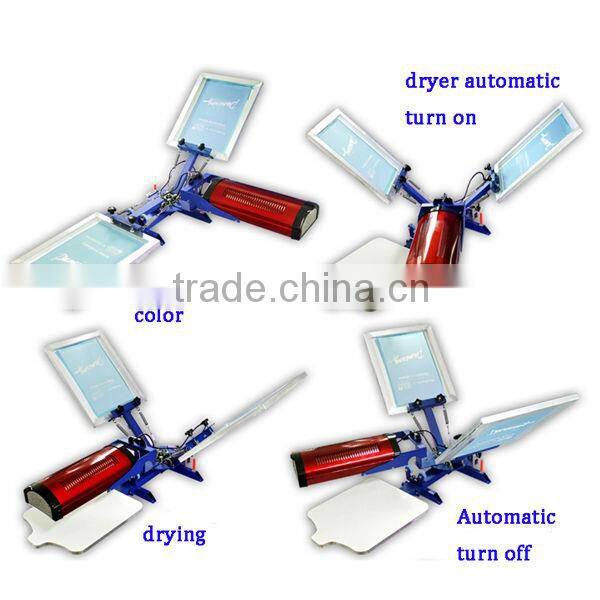 2 color 1 station manual silk screen printer with flash dryer