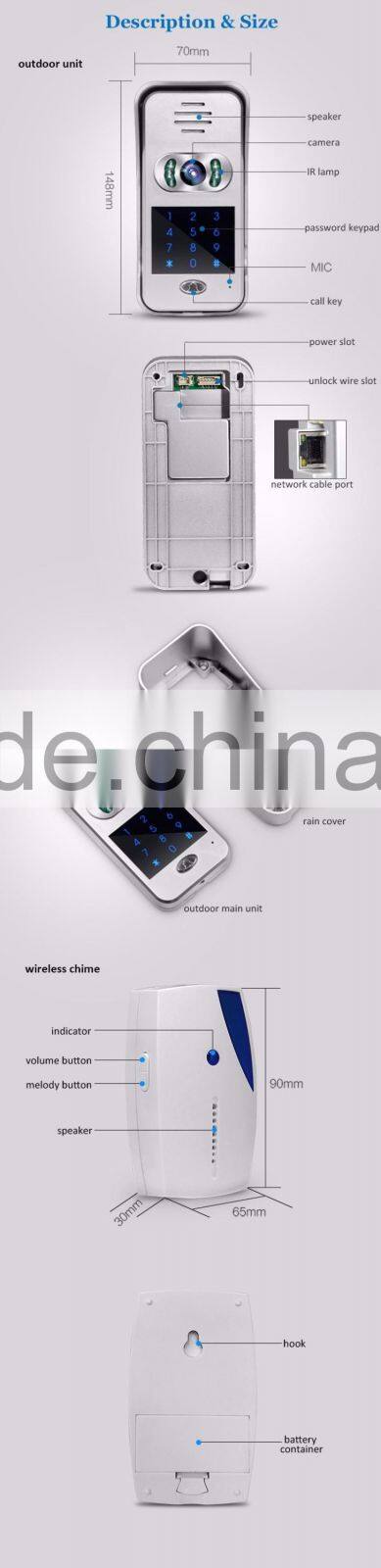 Smart home 720P TCP/IP WiFi Video Doorbell Support Wireless door phone Unlock IOS Android APP Control