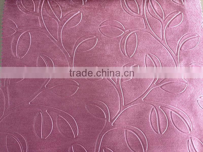 2015 new product polyester 3D embossed leaf pattern breathable blackout fabric