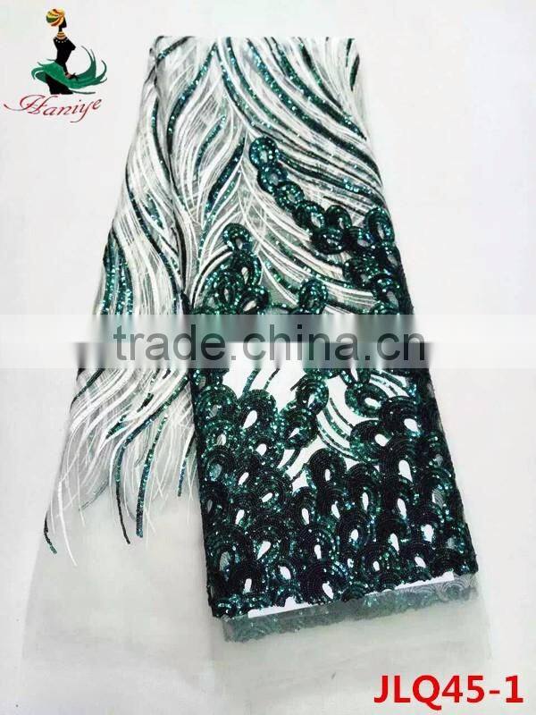 JLQ45 white lace embroidery fabric wholesale,african tulle lace fabrics voile lace embroidery fabric with sequins