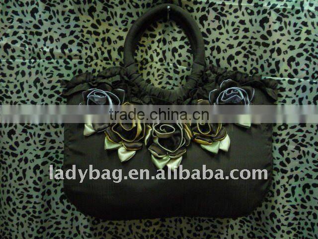 polyester satin flower handbag