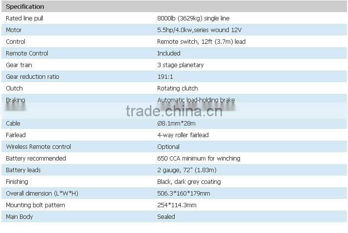 8500Ibs 4X4 off road electric winch