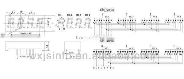 Small Size 0.30'' 7 segment led display 4 digit in pure green color