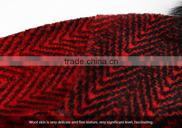 Women's Fox Collar Real Wool Fur Coat Thick Warm Winter Overcoat