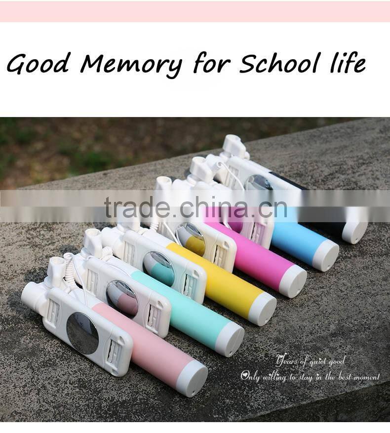 Aluminum and plastic material fashion look selfie stick hot sale colorful monopod for student