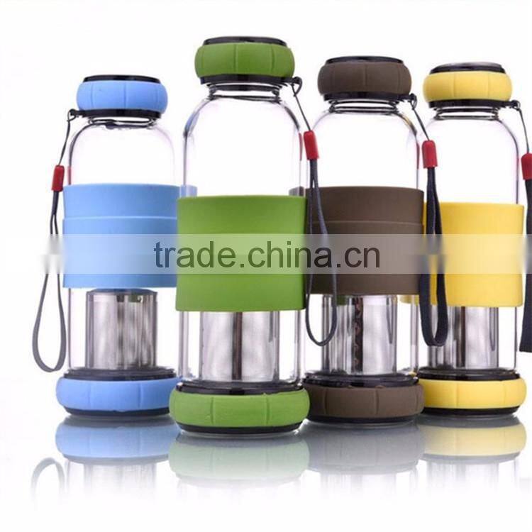 Hot Item 550ml Portable Drinking Glass Water Tea Infuser Bottle,tea infuser water bottle with string