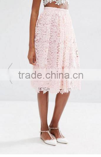 2016 Latest design Women Pink Lace long skirts and tops