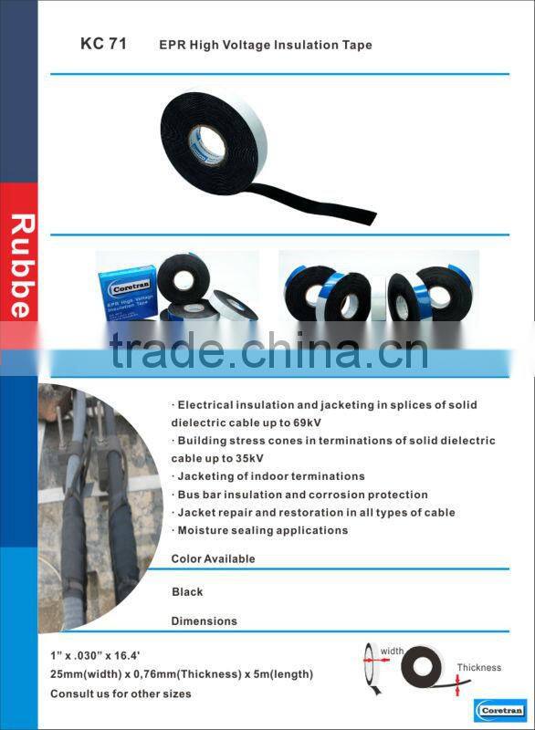 Self-amalgamating ethylene propylene rubber (EPR) pipe wrap tape for 35kv to 69kv electrical cable