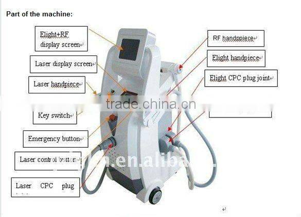 IPL+RF+Laser tattoo removal+ E-light with medical CE