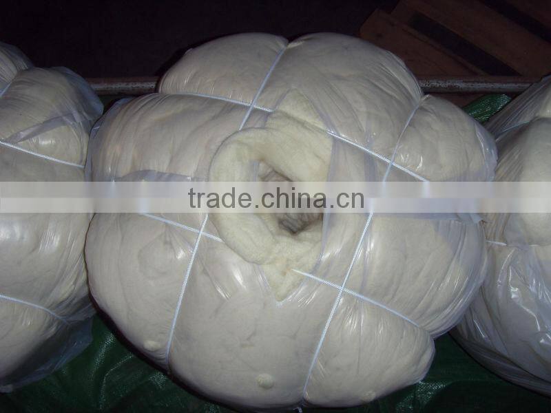 HOT!!!good quality merino wool top with shrink-resistant/superwash treatment 22.5MIC, 80MM, natural white color.