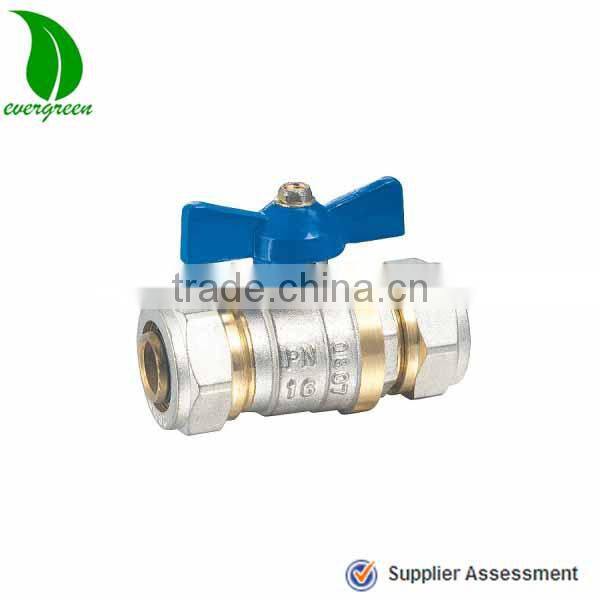 oil and gas PN16 brass ball valve with aluminium butterfly handle