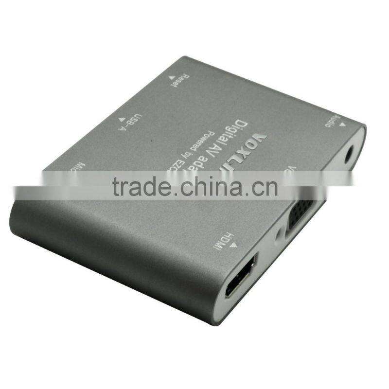 Hot Selling Best Quality VOXLINK Digital AV Adapter With HDMI And VGA+Audio Dual Display Converter Dark Gray