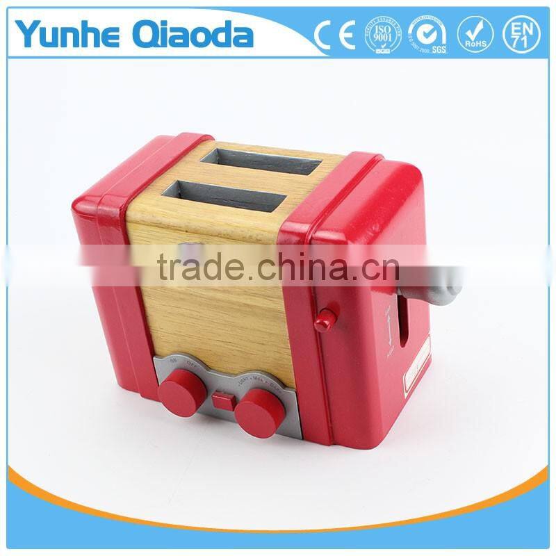 Early Education Toy for Kids Red Pop Up Toaster Wooden Play Kitchen Set