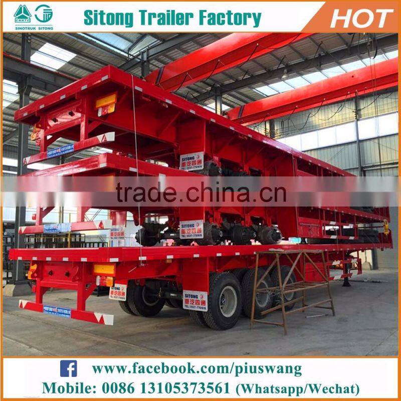 3 Axles 20ft 40ft flatbed trailer used for container transport