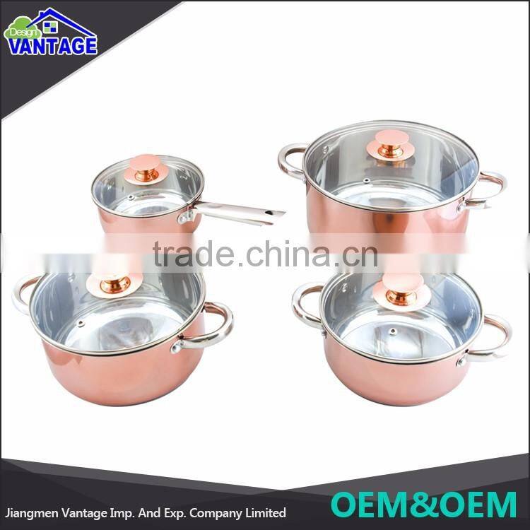 Good Quality Stainless Steel 8pcs cookware sets kitchen with glass lid