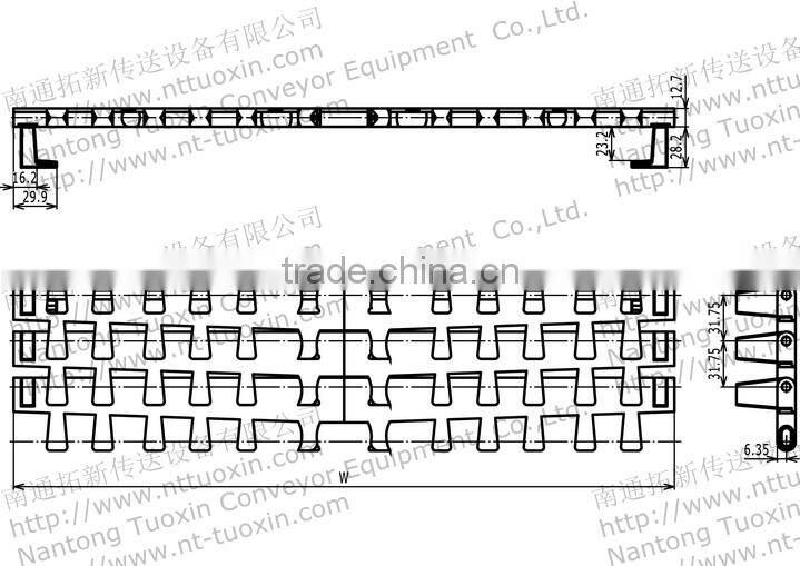 7956 Radius Solid Top With TAB Plastic Modular Conveyor Belt