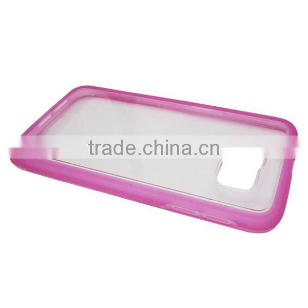 Double color transparent 2 in 1TPU+ PC mobile phone back cover case for Samsung S6