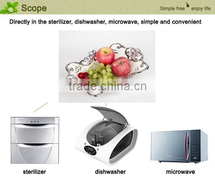 Hotel used dinnerware porcelain plates,deep fruit plate golden porcelain