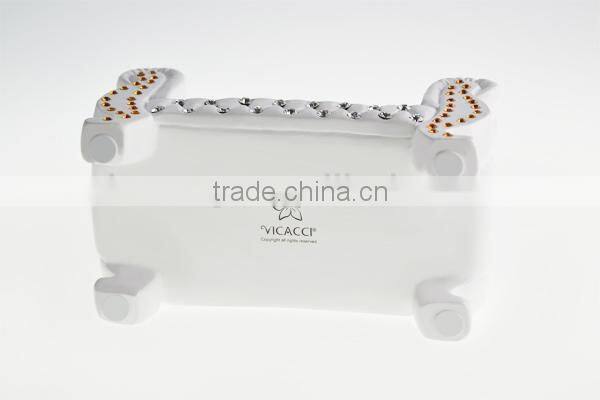 Wholesale Porcelain White Color Small Jewel Box Or Candy Pot With Swarovski Crystal V1043-CM06-0594
