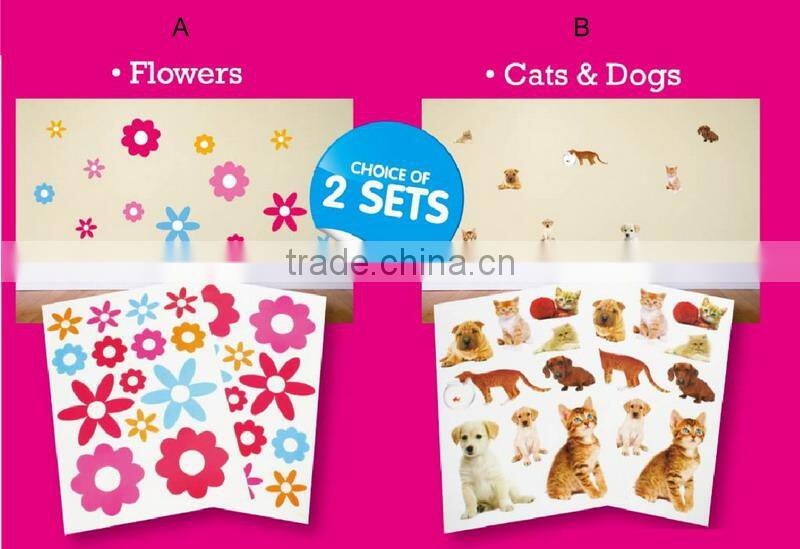 Flowers Dog Cat Wall Stickers