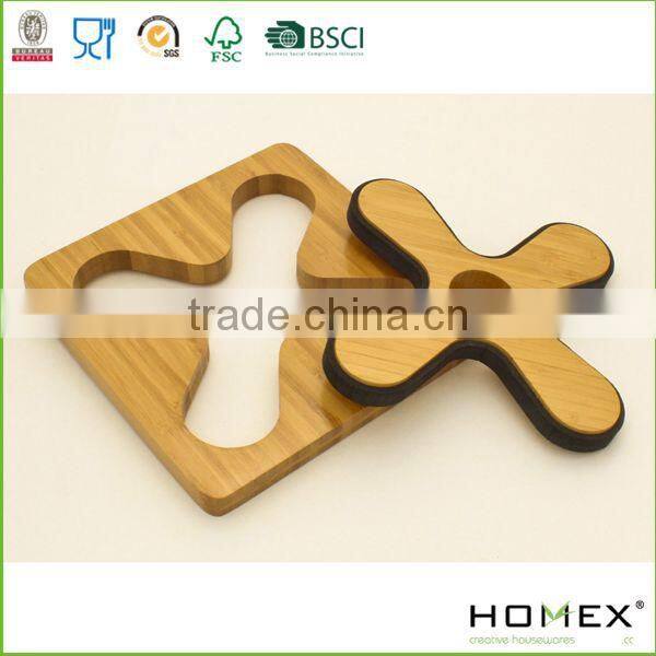 New Design Bamboo Coaster/Trivet Set and Cup Pad/Cup Mat/Homex_FSC/BSCI Factory