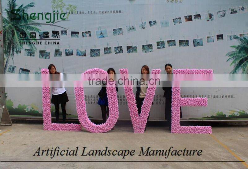 LOVE style artificial flower wall,rose flower wall for wedding